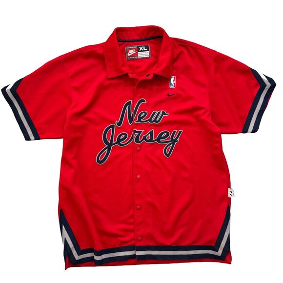 Nike NBA New Jersey Nets XL Oversize Red Warm-Up Jacket Shooting Shirt Fits 3XL - Picture 1 of 11